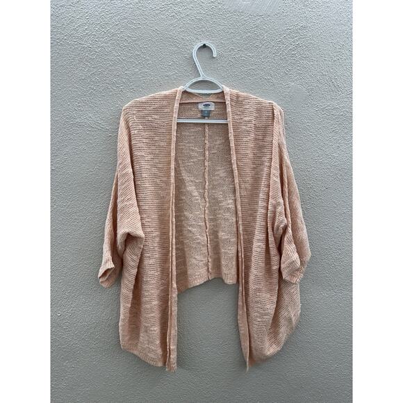 Old Navy Womens Cardigan Size XL Pink 3/4 Sleeve Open Front Open Knit - Picture 1 of 10